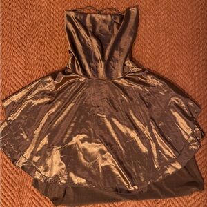 Elegant Brown Strapless Dress